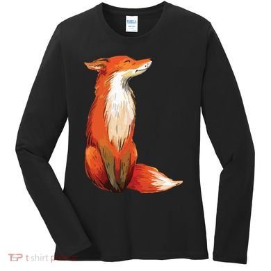Fox Orange, Cute Watercolor Fox Women's Long Sleeve Shirt