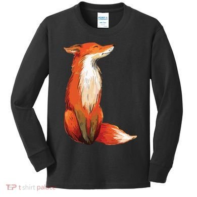 Fox Orange, Cute Watercolor Fox Kids Long Sleeve Shirt