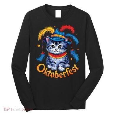 Funny Oktoberfest Cat Kitten Germany Long Sleeve Shirt