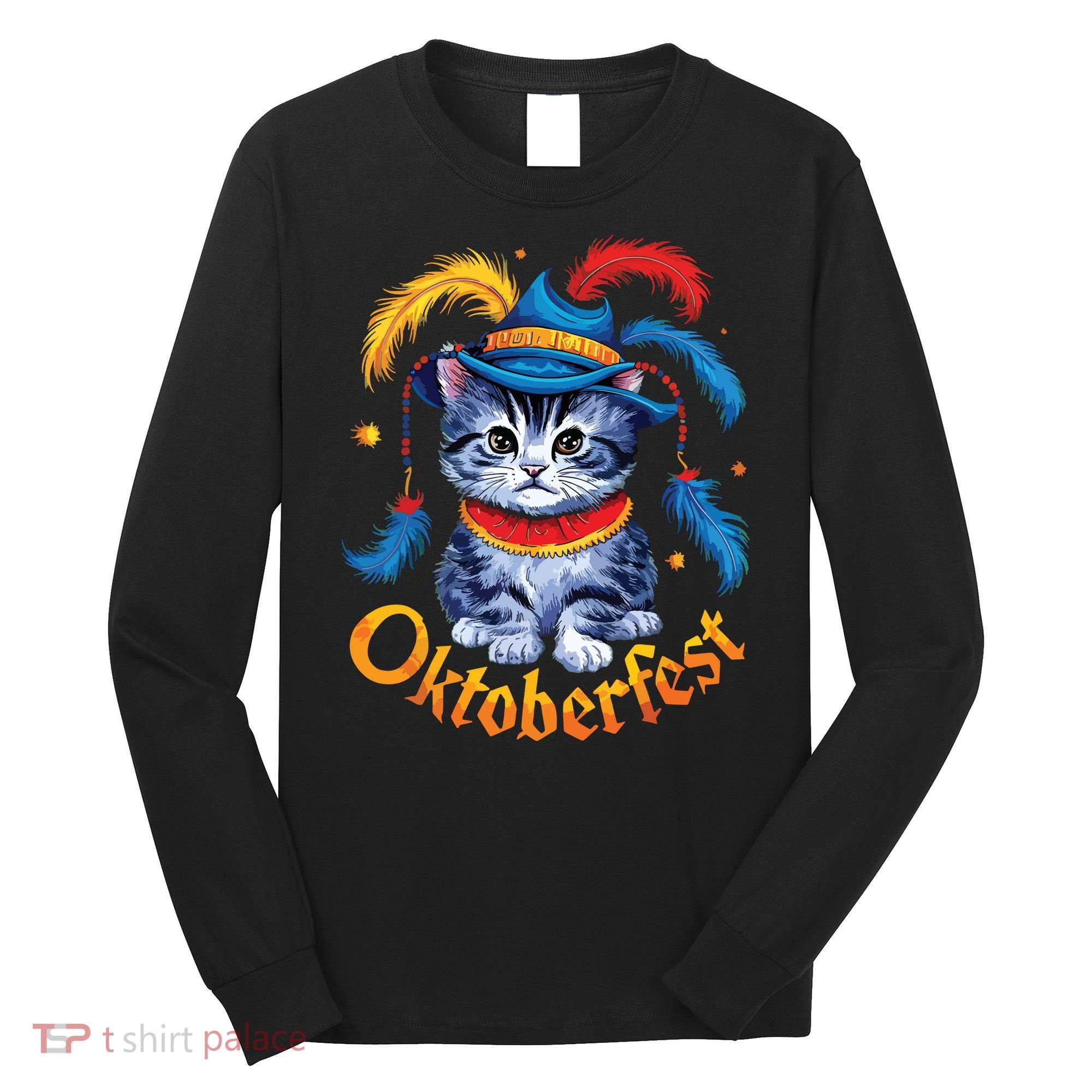 Funny Oktoberfest Cat Kitten Germany Long Sleeve Shirt