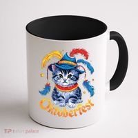 Funny Oktoberfest Cat Kitten Germany Coffee Mug thumb 1