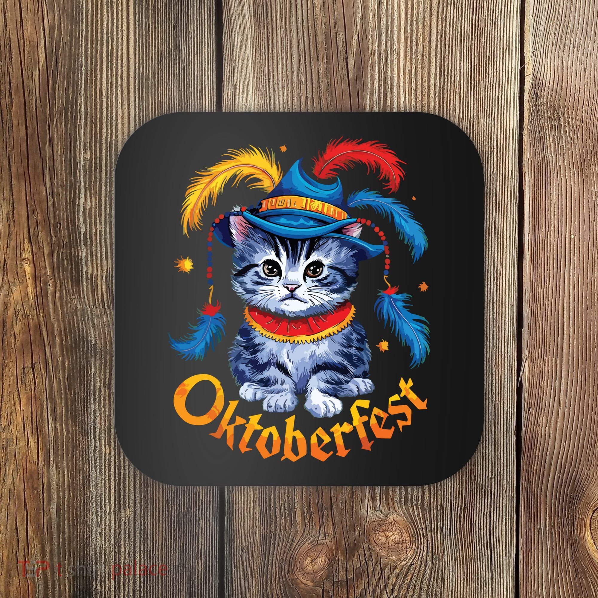Funny Oktoberfest Cat Kitten Germany Coaster
