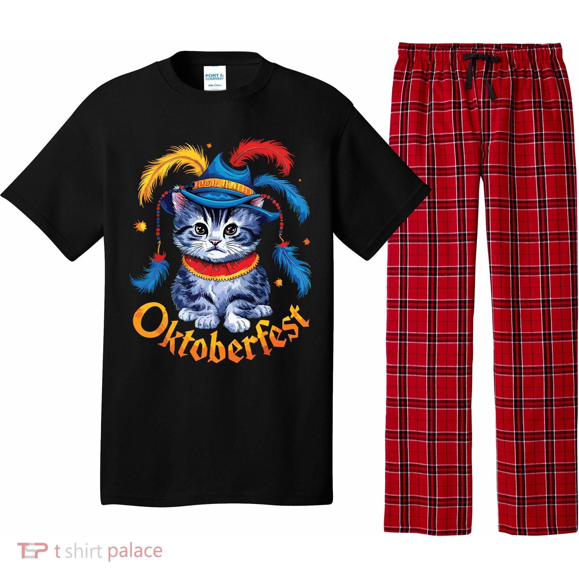 Funny Oktoberfest Cat Kitten Germany Pajama Set