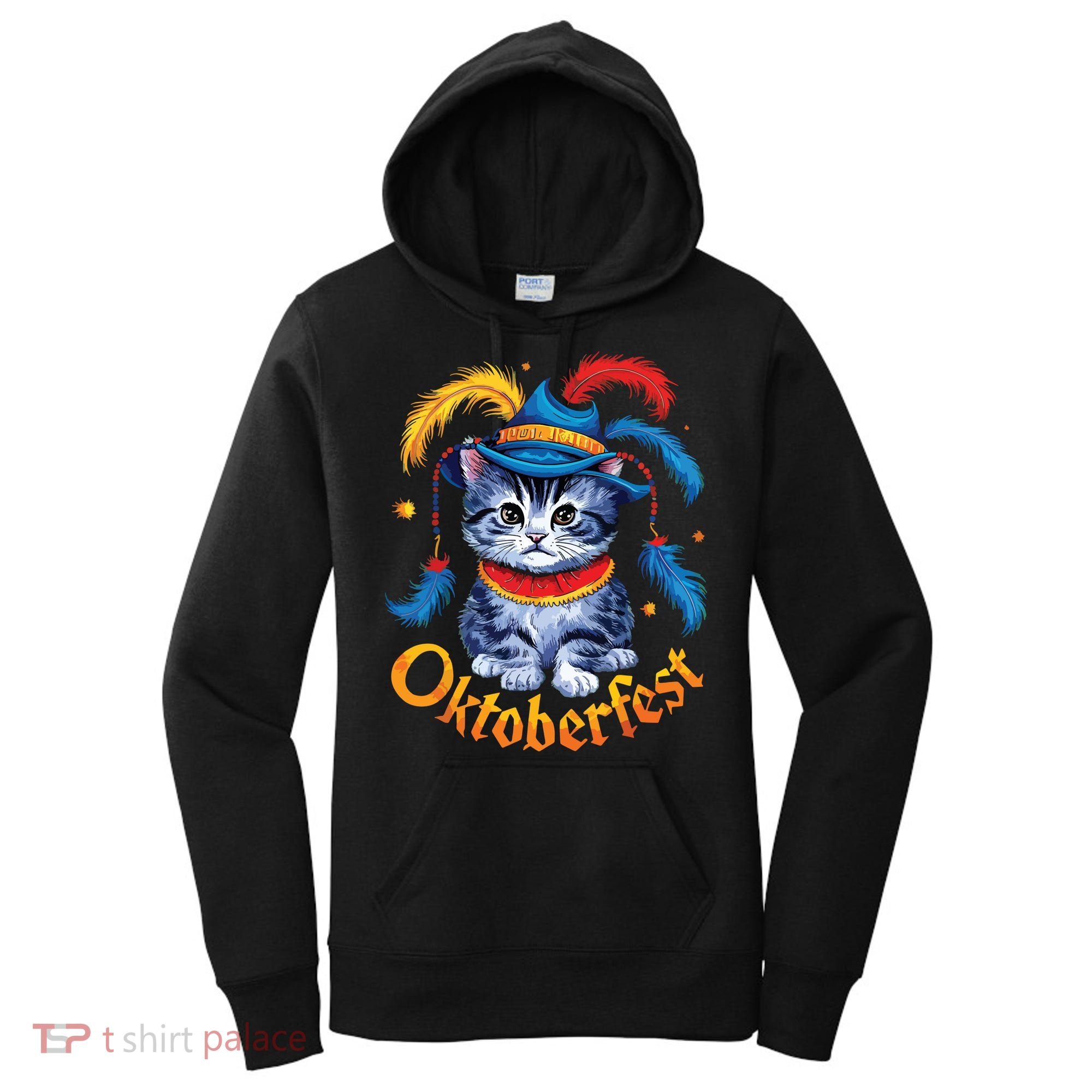 Funny Oktoberfest Cat Kitten Germany Women's Hoodie