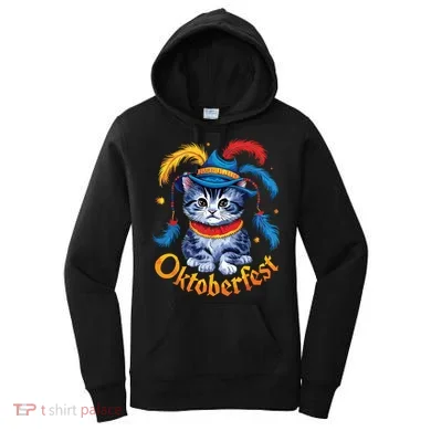 Funny Oktoberfest Cat Kitten Germany Women's Hoodie