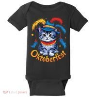 Funny Oktoberfest Cat Kitten Germany Baby Bodysuit thumb 0