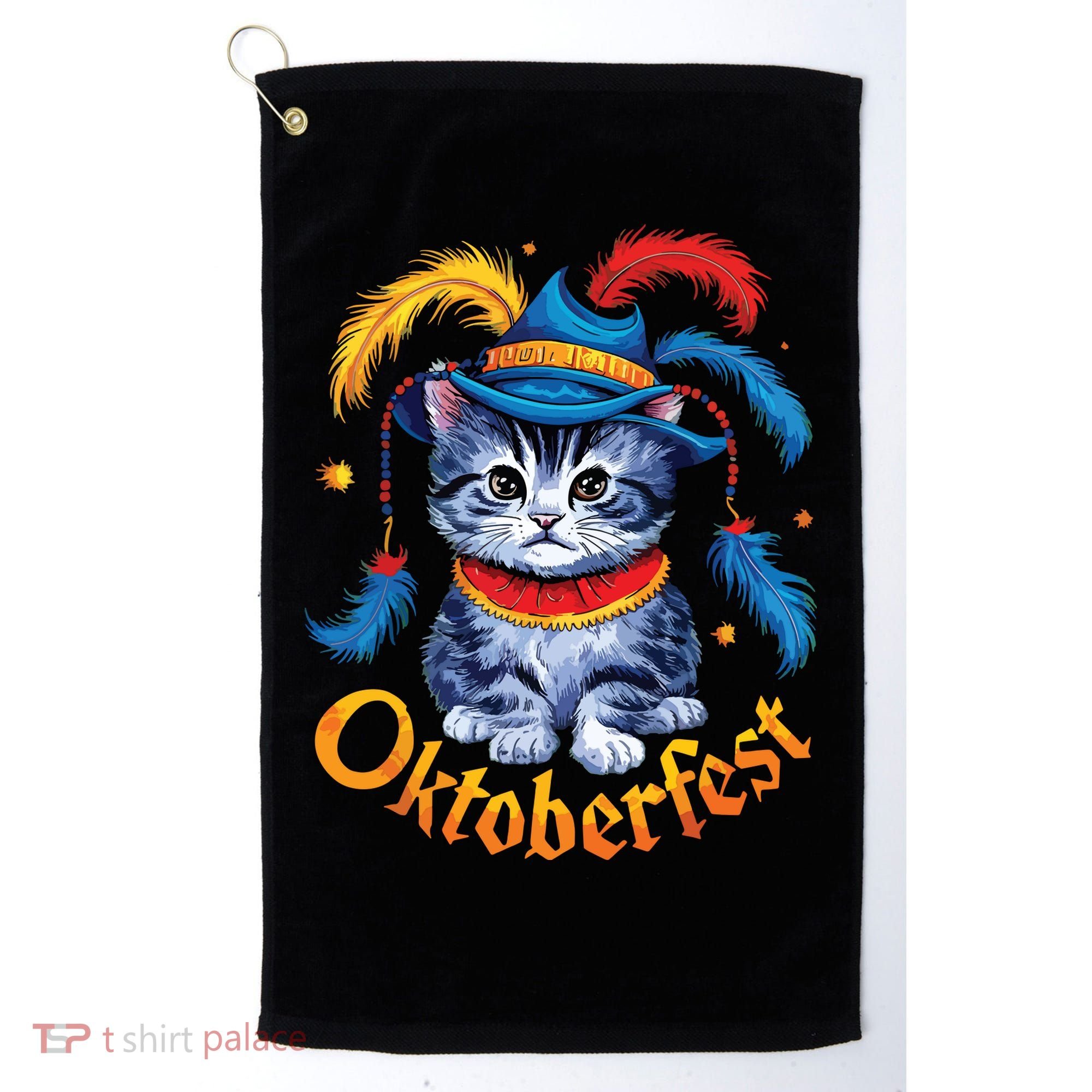 Funny Oktoberfest Cat Kitten Germany Golf Towel
