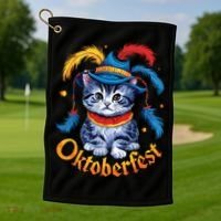 Funny Oktoberfest Cat Kitten Germany Golf Towel thumb 1