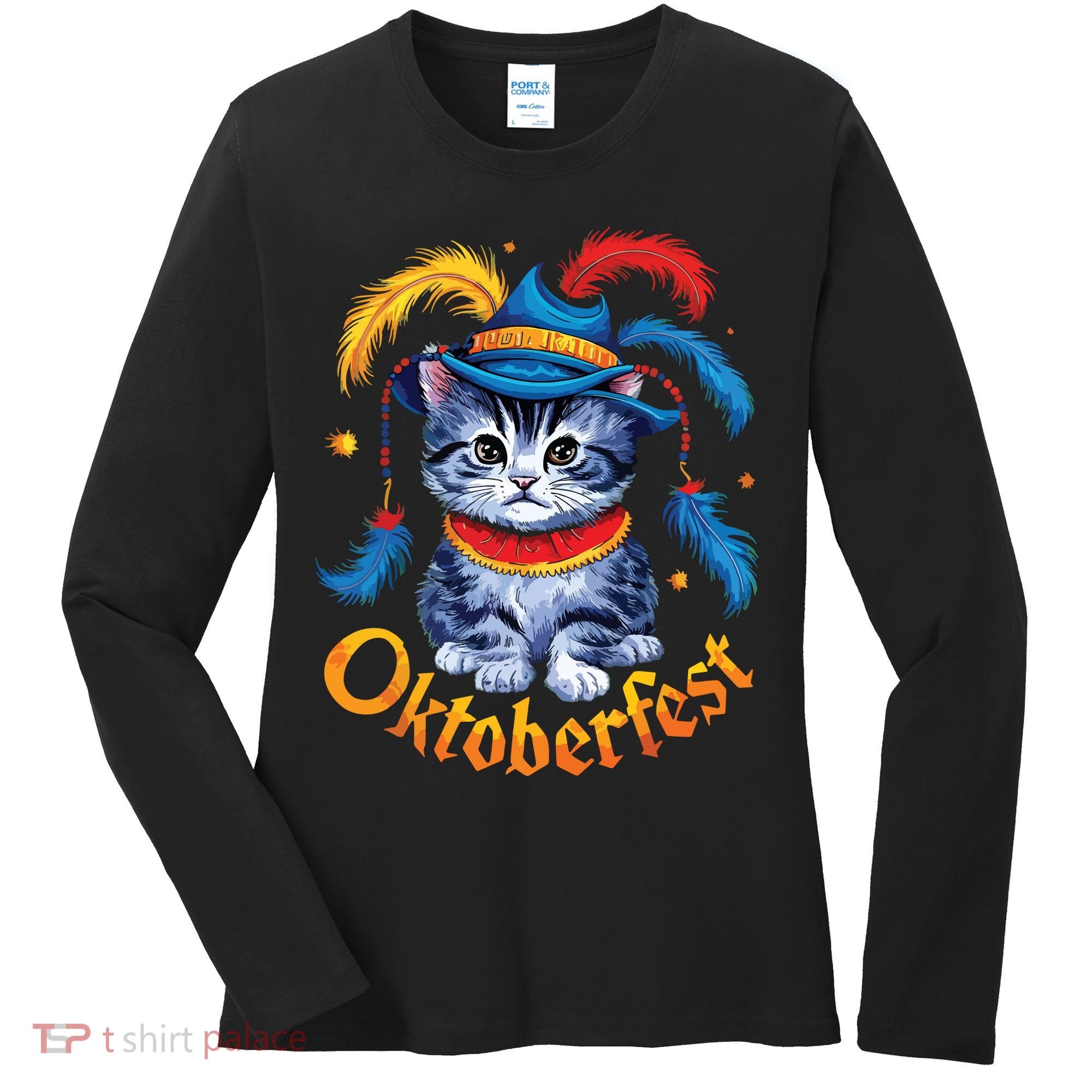 Funny Oktoberfest Cat Kitten Germany Women's Long Sleeve Shirt
