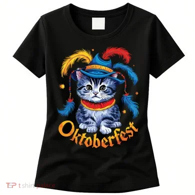Funny Oktoberfest Cat Kitten Germany Women's T-Shirt