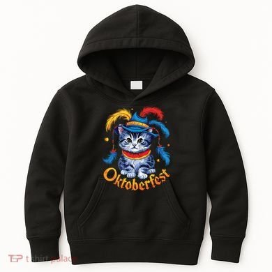 Funny Oktoberfest Cat Kitten Germany Kids Hoodie