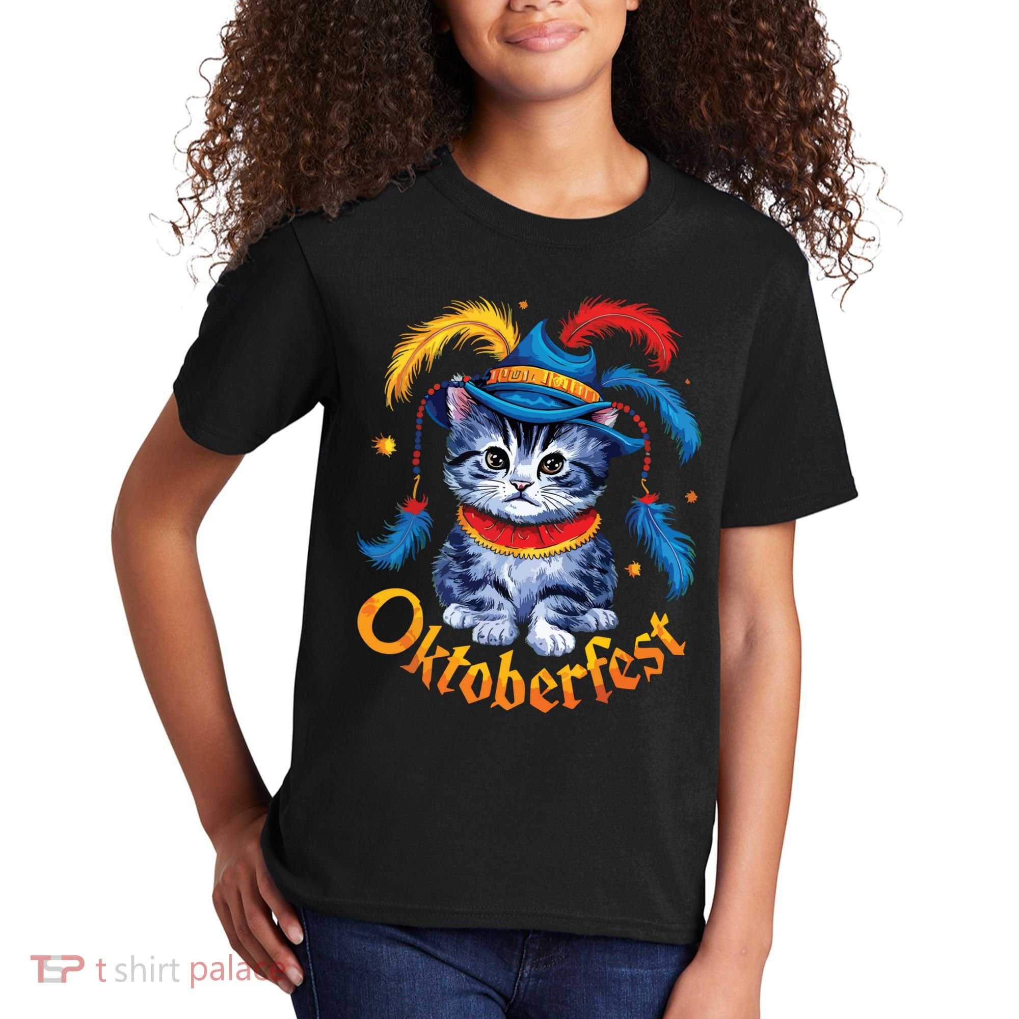 Funny Oktoberfest Cat Kitten Germany Kids T-Shirt