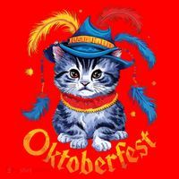 Funny Oktoberfest Cat Kitten Germany Santa Hat thumb 1