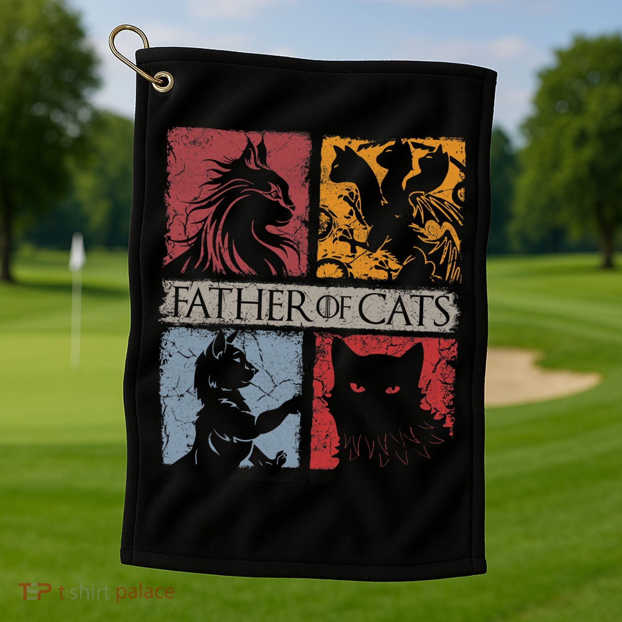 Father Of Cats Cat Lovers Cat Dad Fabulous Golf Towel