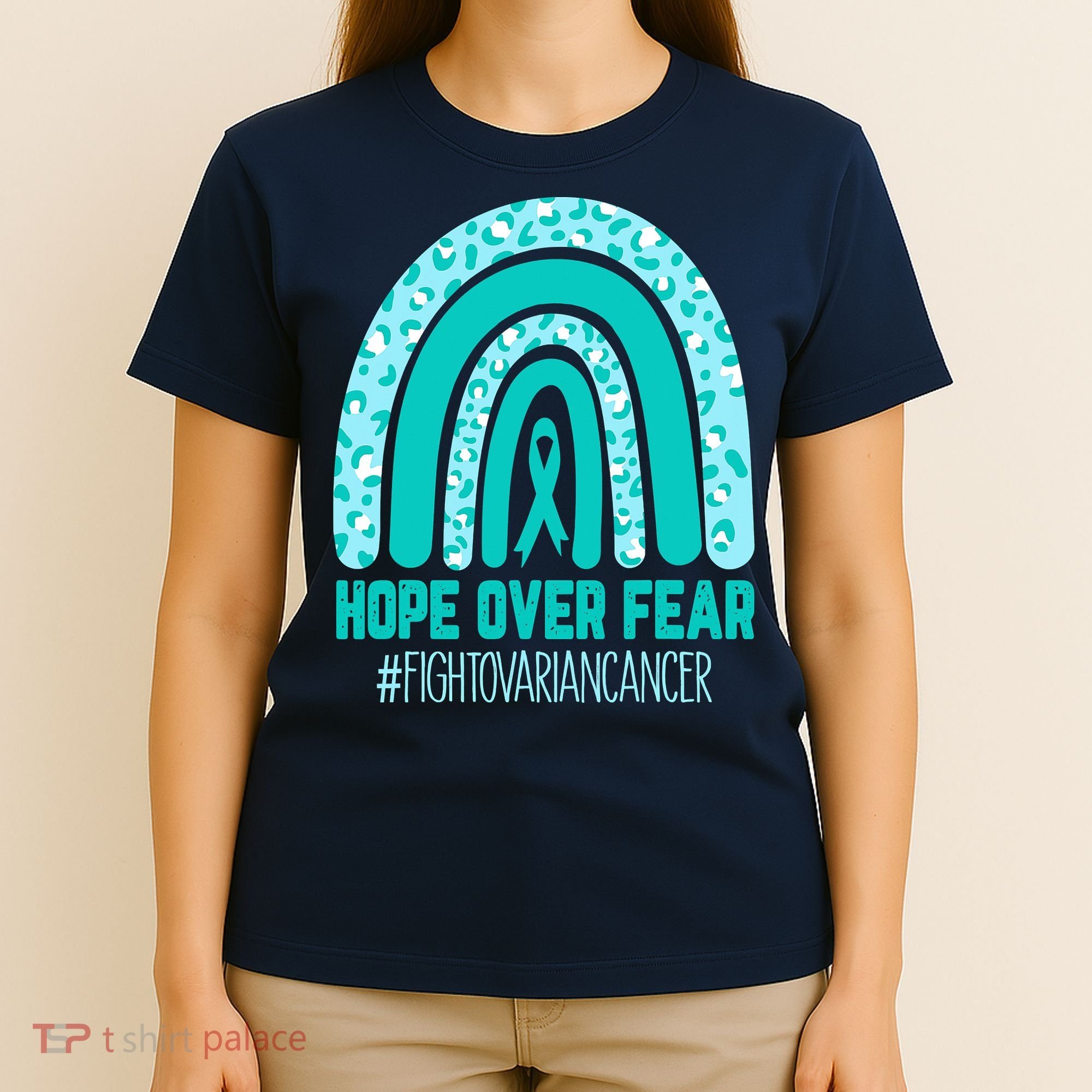 Fight Ovarian Cancer Awareness Teal Ribbon Products T-Shirt