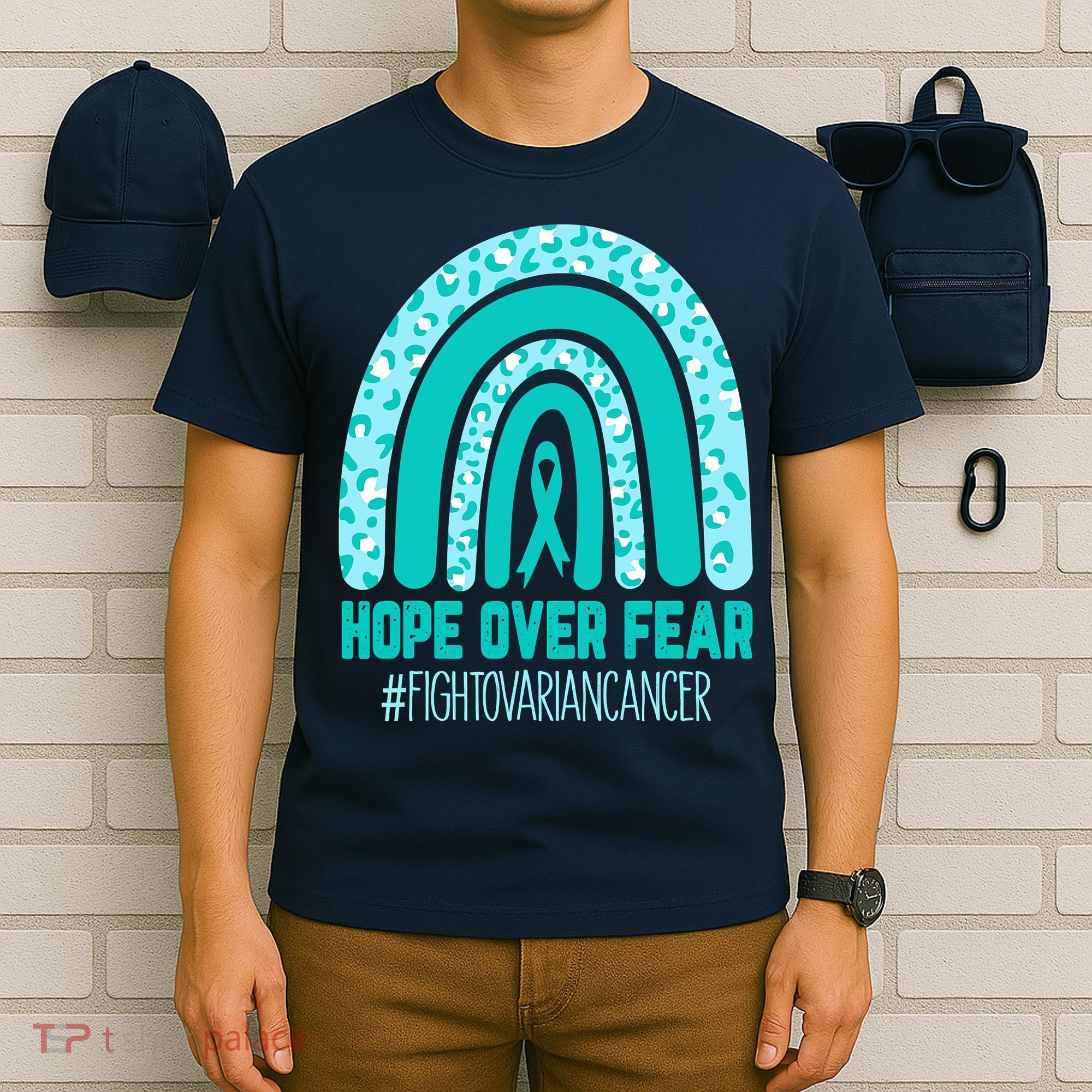 Fight Ovarian Cancer Awareness Teal Ribbon Products T-Shirt