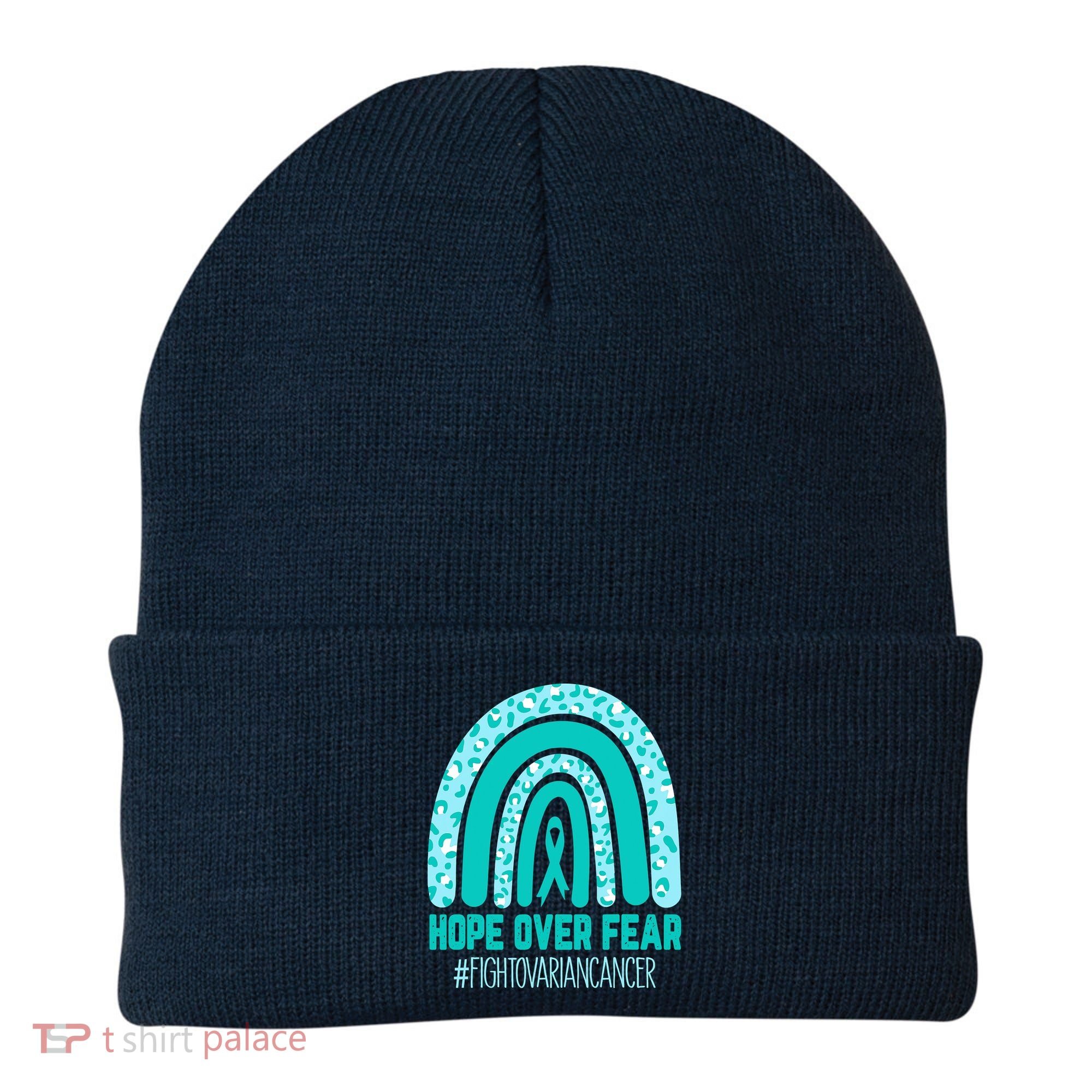 Fight Ovarian Cancer Awareness Teal Ribbon Products Beanie
