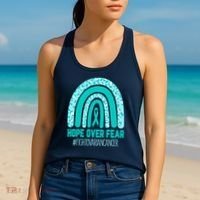 Fight Ovarian Cancer Awareness Teal Ribbon Products Women's Tank Top thumb 2