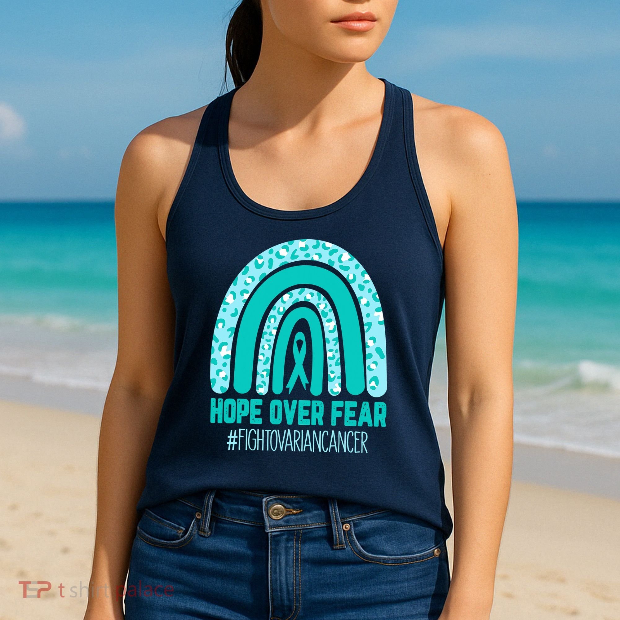 Fight Ovarian Cancer Awareness Teal Ribbon Products Women's Tank Top