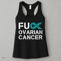 Fuck Ovarian Cancer Awareness Teal Ribbon Warrior Survivor Women's Tank Top thumb 3