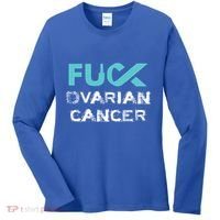 Fuck Ovarian Cancer Awareness Gift Women's Long Sleeve Shirt thumb 0