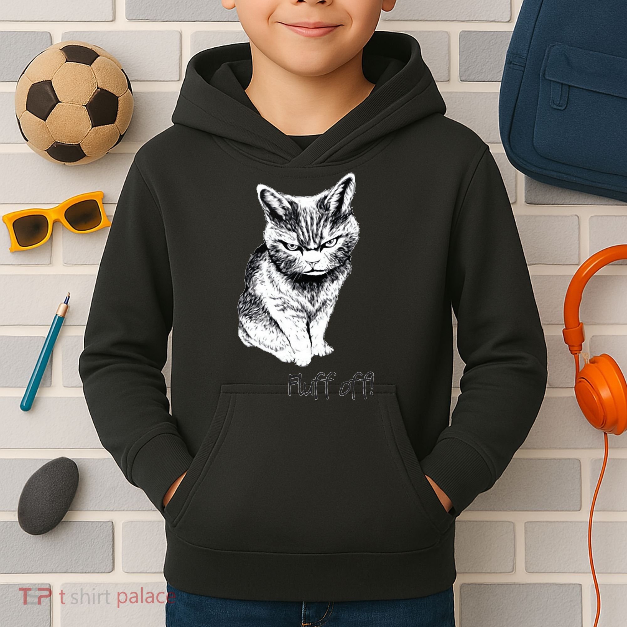 Fluff Off Cat Funny Cat Kitten Kids Hoodie