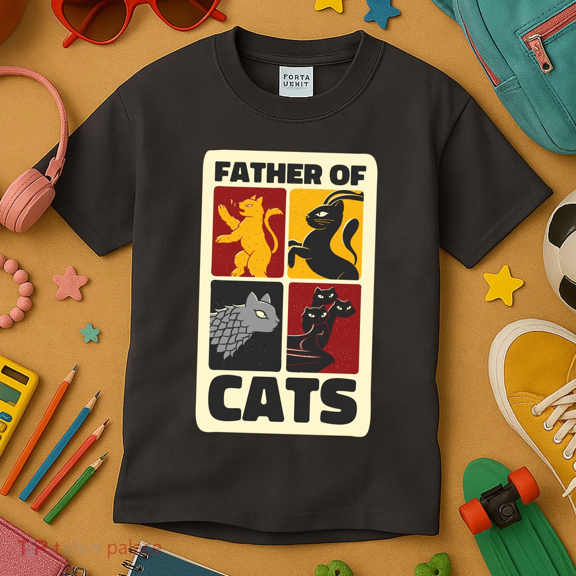 Father Of Cats Funny Kids T-Shirt