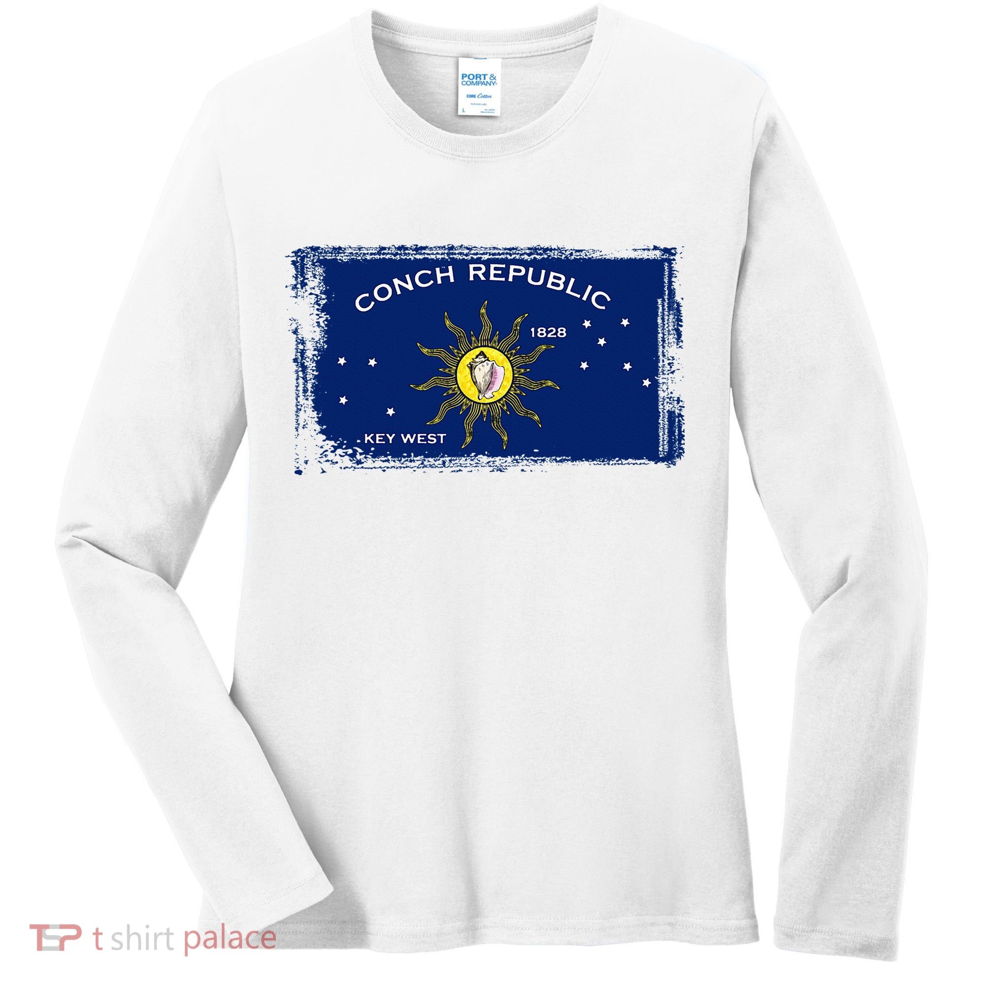Flag Of Conch Republic Funny Key West Florida Women's Long Sleeve Shirt