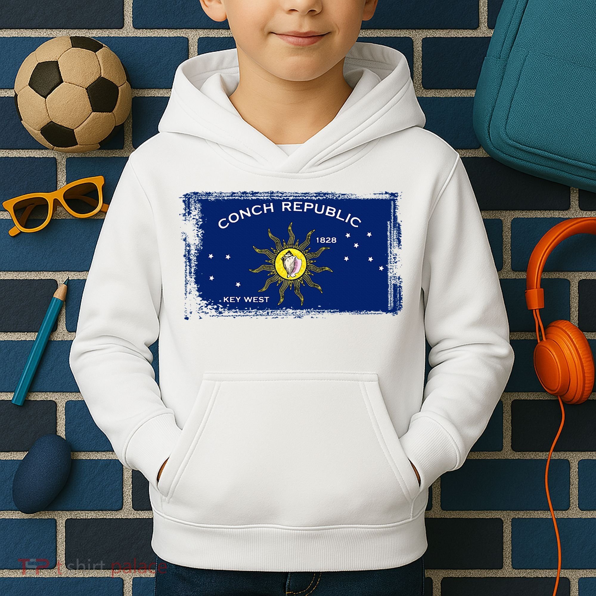 Flag Of Conch Republic Funny Key West Florida Kids Hoodie