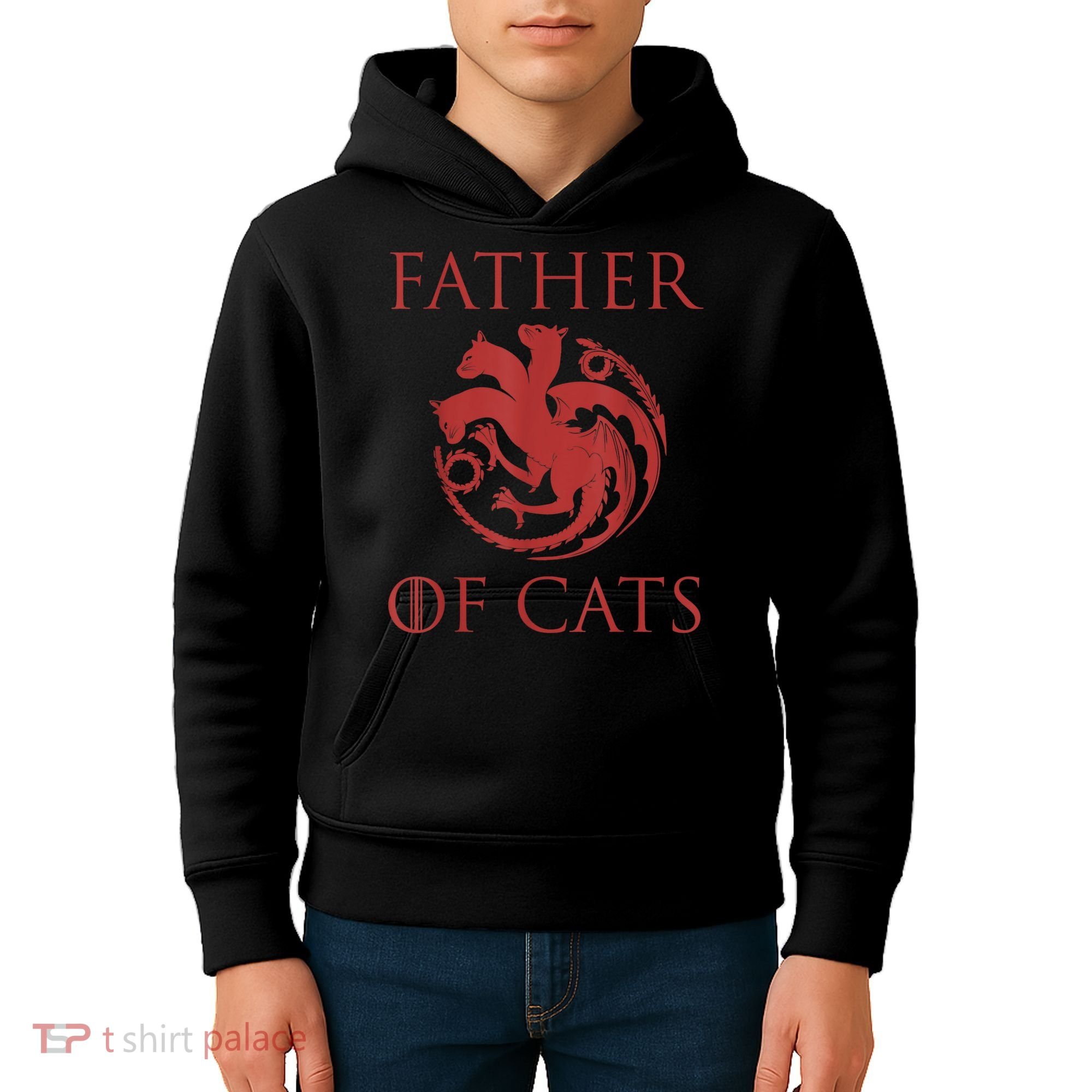 Father Of Cats Funny Cat Lover Kitten Dad Kitty Kids Hoodie