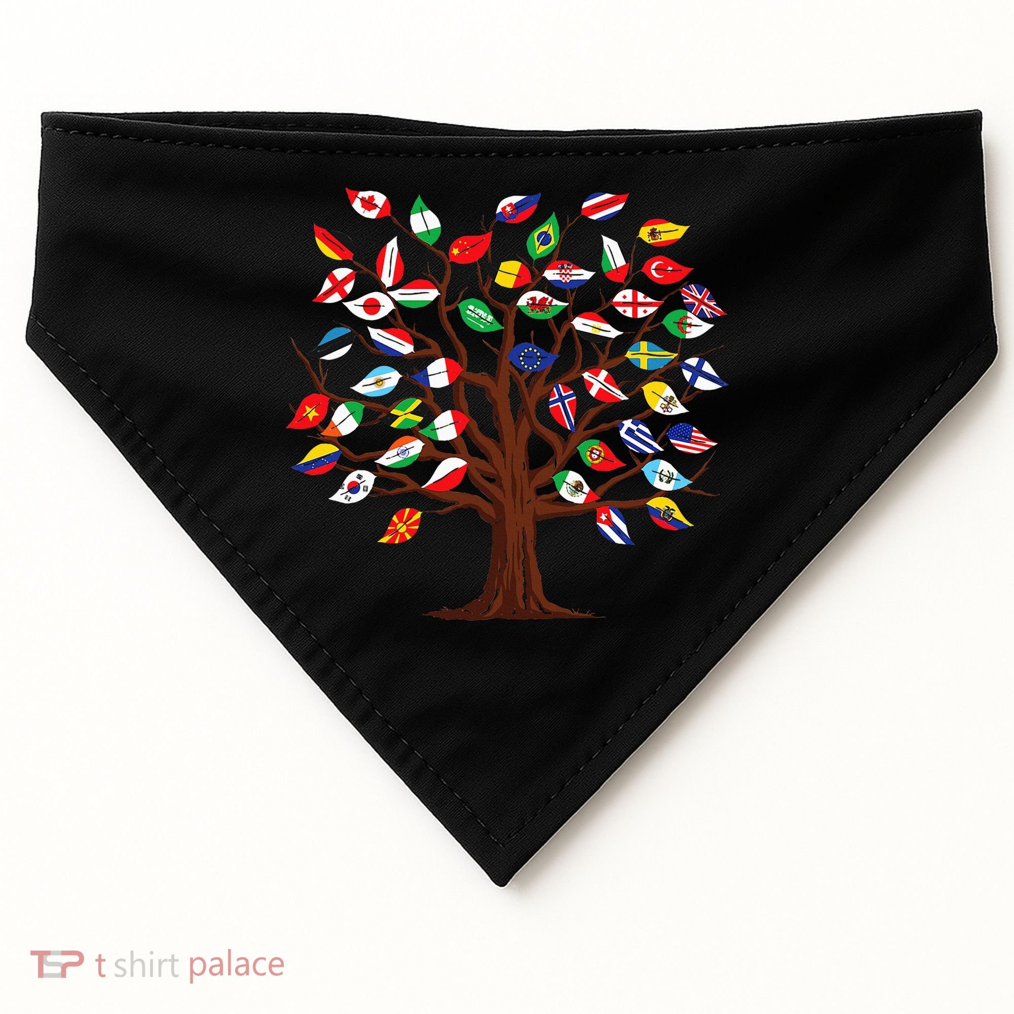 Flags of Countries of the World international flag tree USA-Made Doggie Bandana