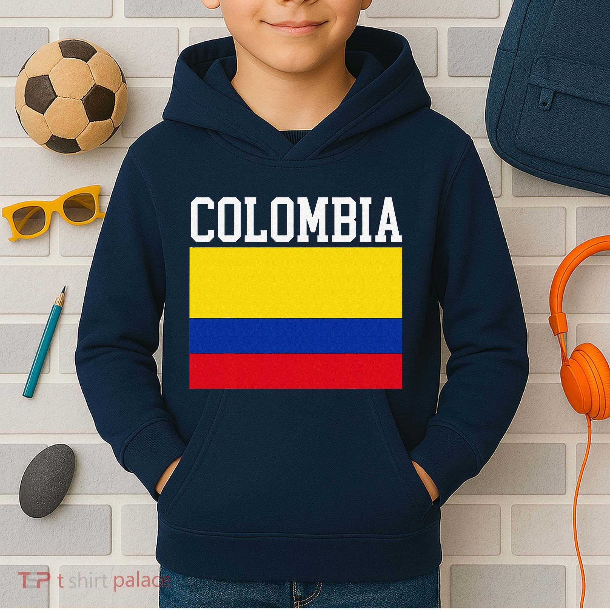 Flag Of Colombia Sports Athletics Left Side Kids Hoodie