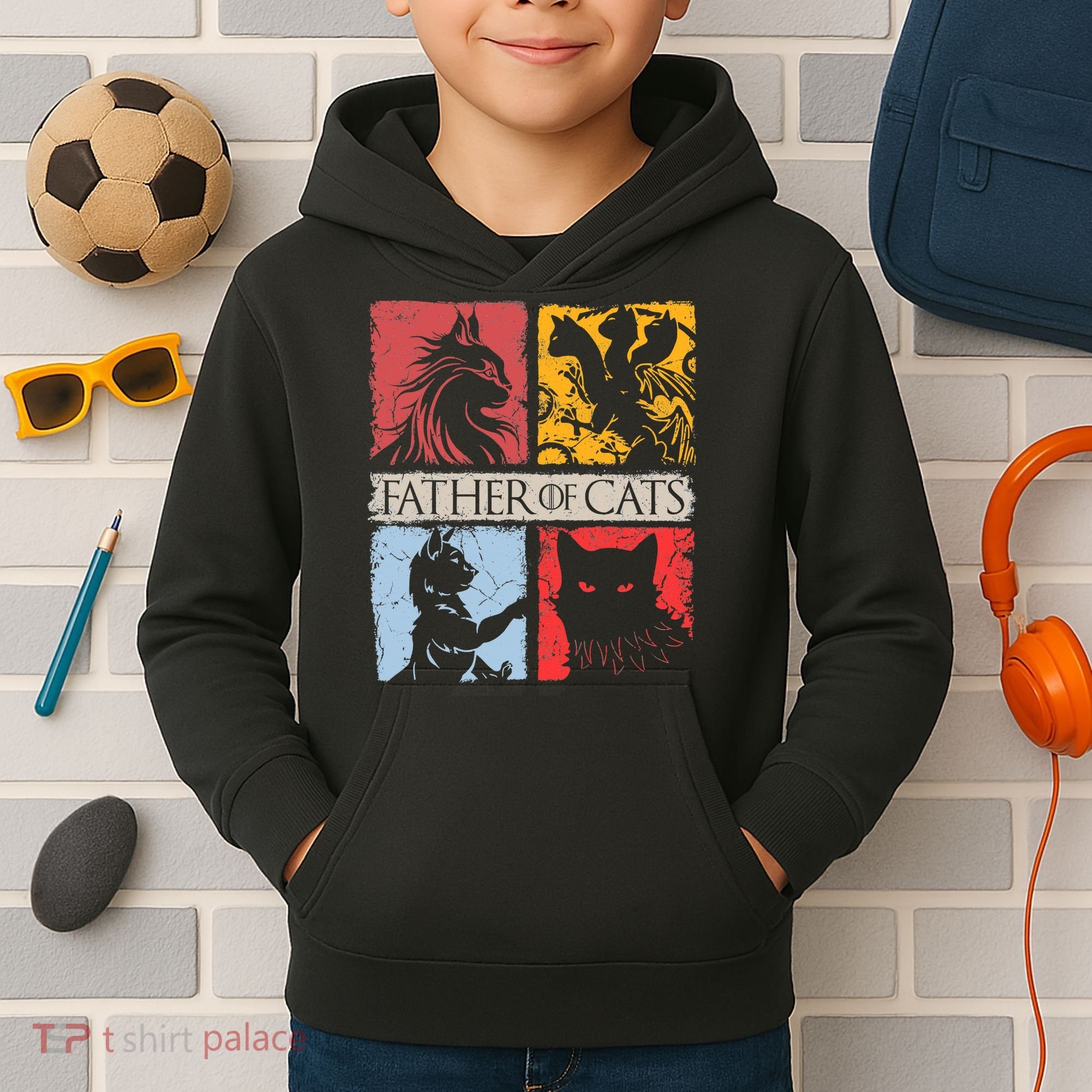 Father Of Cats Cat Lovers Cat Dad Fabulous Kids Hoodie