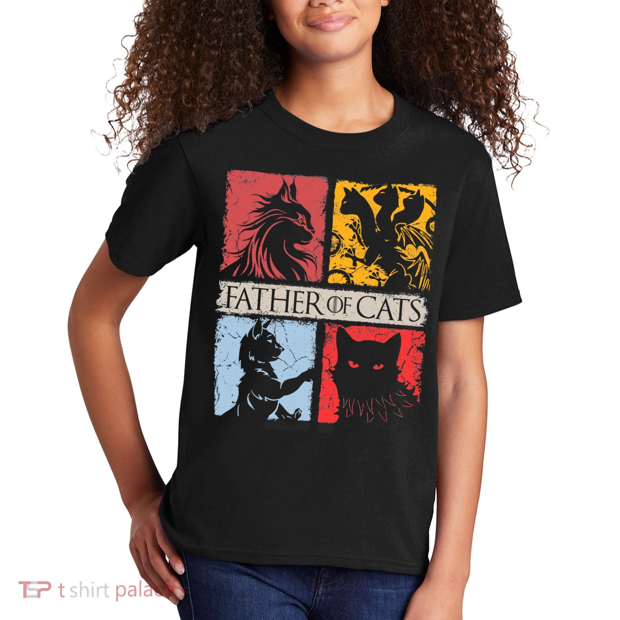 Father Of Cats Cat Lovers Cat Dad Fabulous Kids T-Shirt