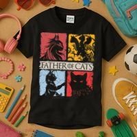 Father Of Cats Cat Lovers Cat Dad Fabulous Kids T-Shirt thumb 3