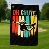 Funny Oh Chute Skydiving Skydive Sky Diving Skydiver Golf Towel thumb 1