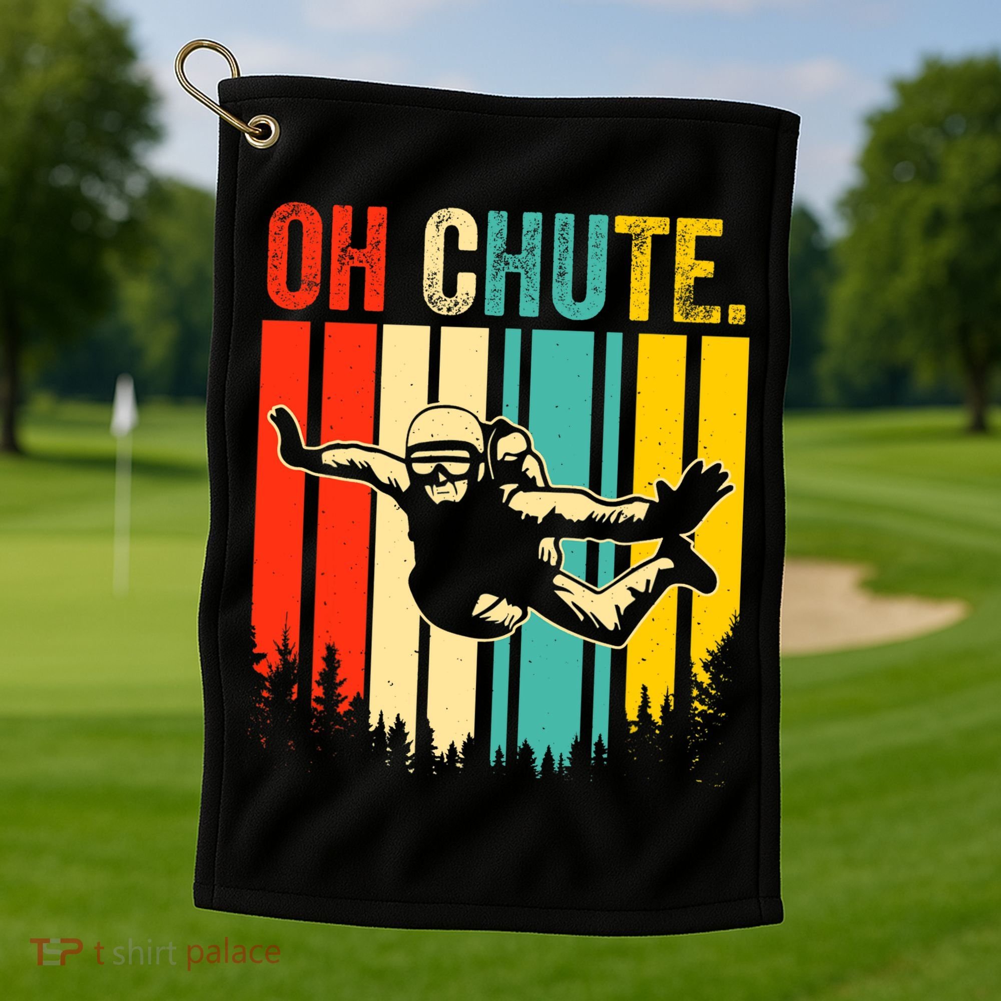 Funny Oh Chute Skydiving Skydive Sky Diving Skydiver Golf Towel