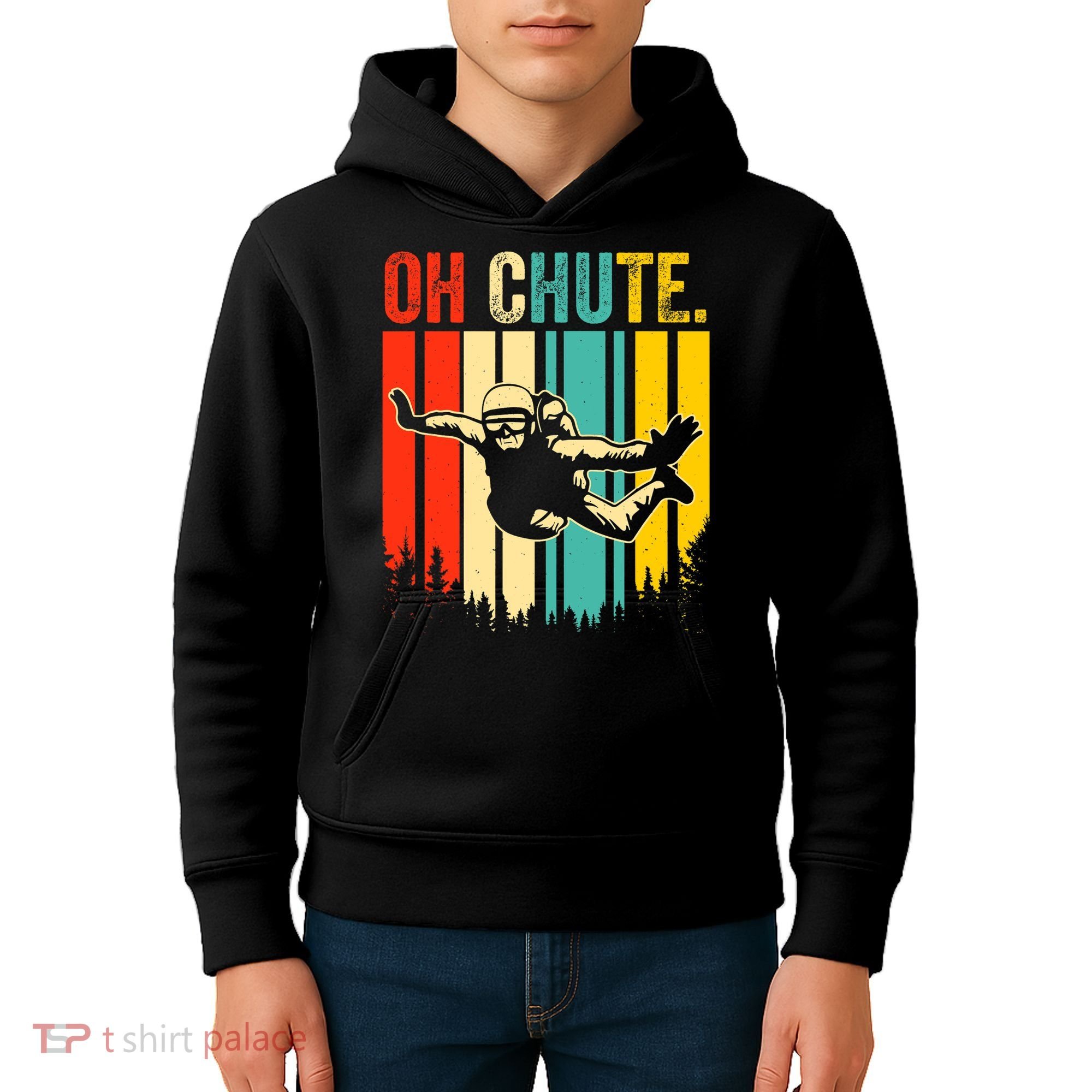 Funny Oh Chute Skydiving Skydive Sky Diving Skydiver Kids Hoodie