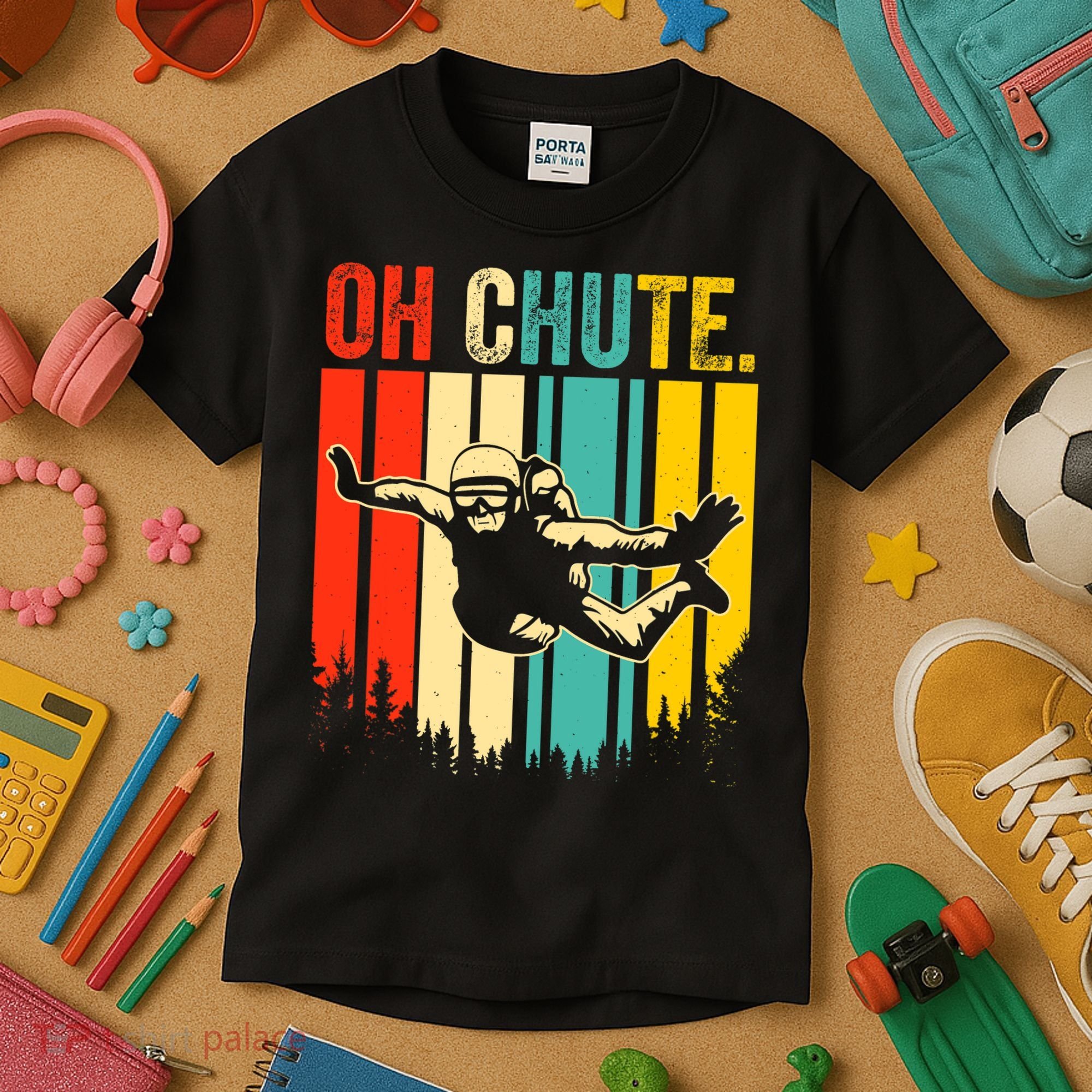 Funny Oh Chute Skydiving Skydive Sky Diving Skydiver Kids T-Shirt