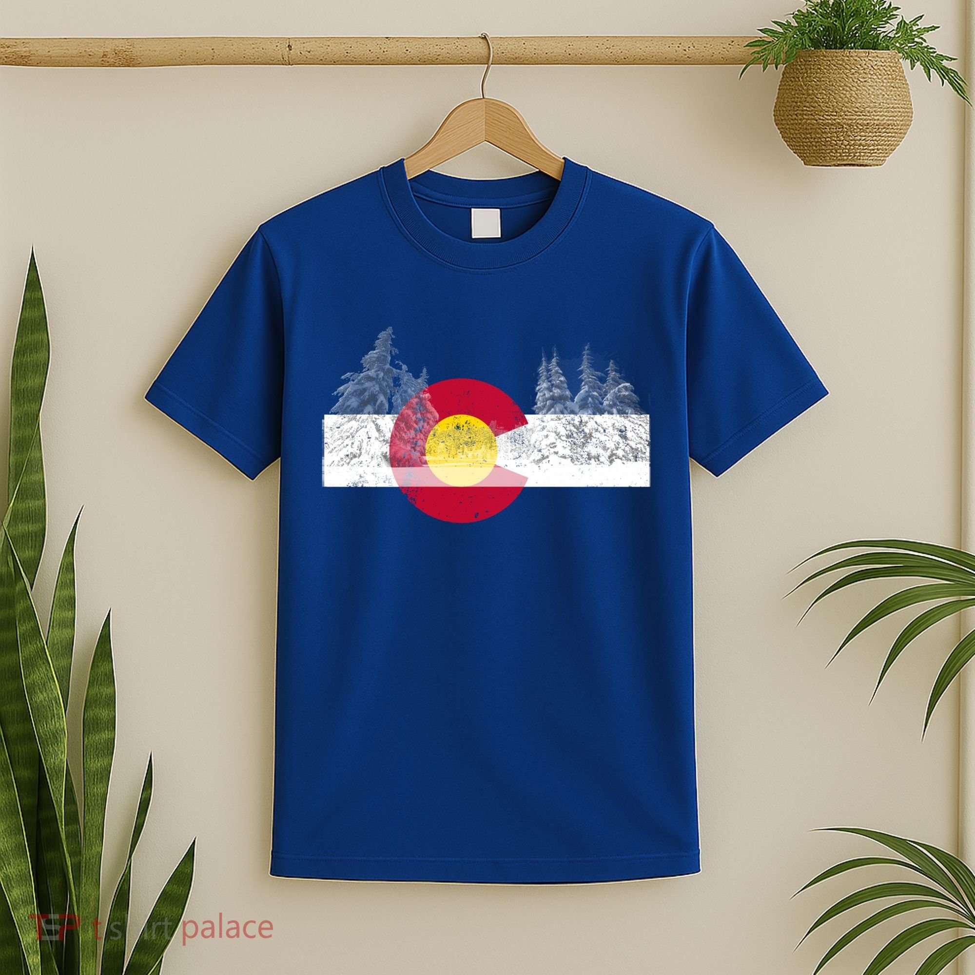 Flag Of Colorado Gift Mountain Ski Skiing Outdoors Gift T-Shirt
