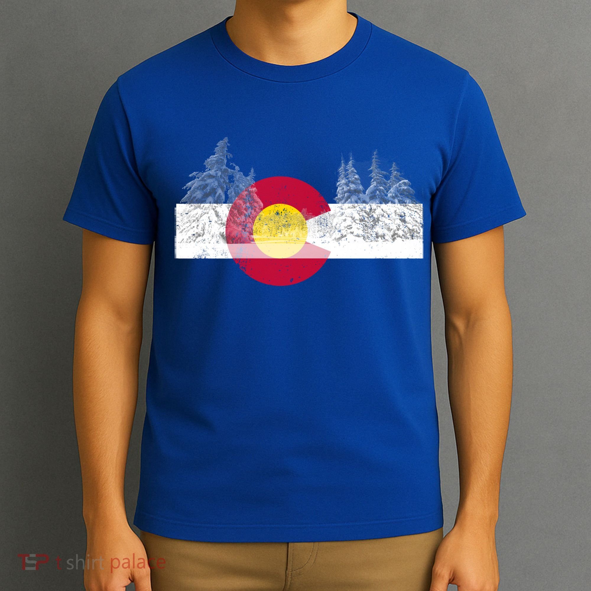 Flag Of Colorado Gift Mountain Ski Skiing Outdoors Gift T-Shirt