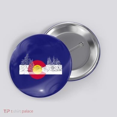 Flag Of Colorado Gift Mountain Ski Skiing Outdoors Gift Button