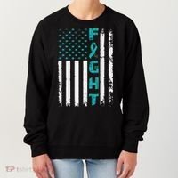 Fight Ovarian Cancer American Flag Awareness Survivor Women's Sweatshirt thumb 0