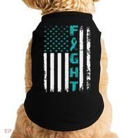 Fight Ovarian Cancer American Flag Awareness Survivor Doggie Tank thumb 0