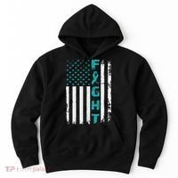Fight Ovarian Cancer American Flag Awareness Survivor Hoodie thumb 0