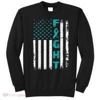Fight Ovarian Cancer American Flag Awareness Survivor Sweatshirt thumb 0