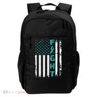 Fight Ovarian Cancer American Flag Awareness Survivor Backpack thumb 0