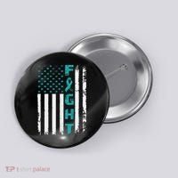 Fight Ovarian Cancer American Flag Awareness Survivor Button thumb 0