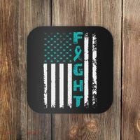 Fight Ovarian Cancer American Flag Awareness Survivor Coaster thumb 0
