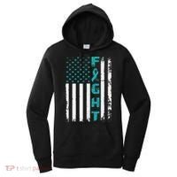 Fight Ovarian Cancer American Flag Awareness Survivor Women's Hoodie thumb 0